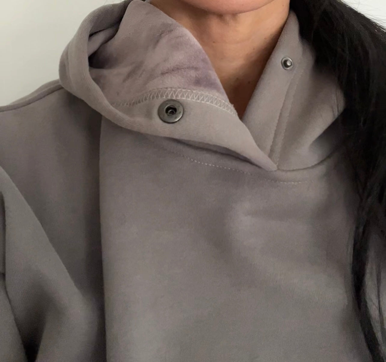 Elegant snap button feature on hoodie
